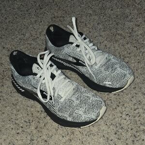Brooks Speckled White and Black Athletic Shoes